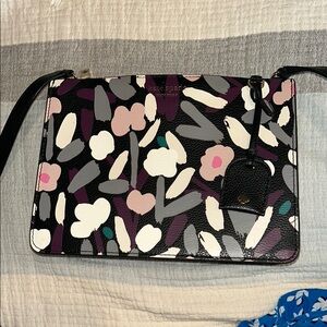 Kate Spade Black and Purple Floral Crossbody Bag